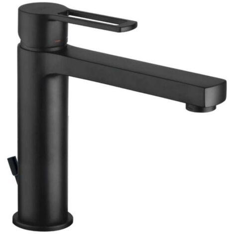 Paffoni Ringo - Grifo de lavabo con desagüe 1 1/4, negro mate RIN075NO