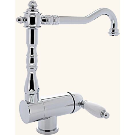 Paffoni – Robinet rabattable vintage chromé – Bec rabattable 360° – Hauteur sous bec 200 mm – Débit 13 l/min – Pour cuisine moderne