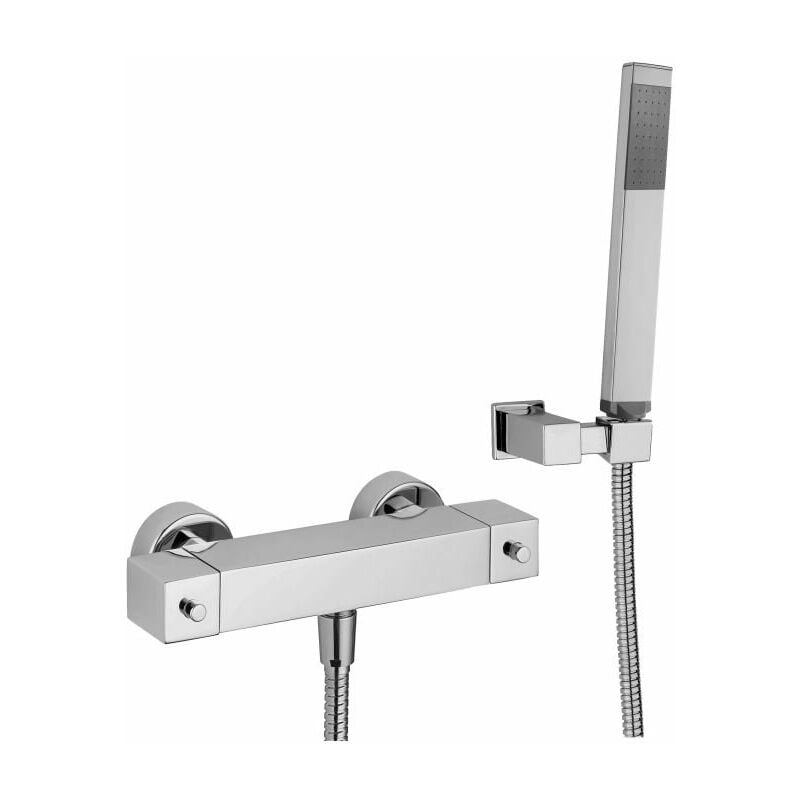 Paffoni - Mitigeur thermostatique externe de douche avec douchette Level série LEQ268DST Laiton - Steel looking