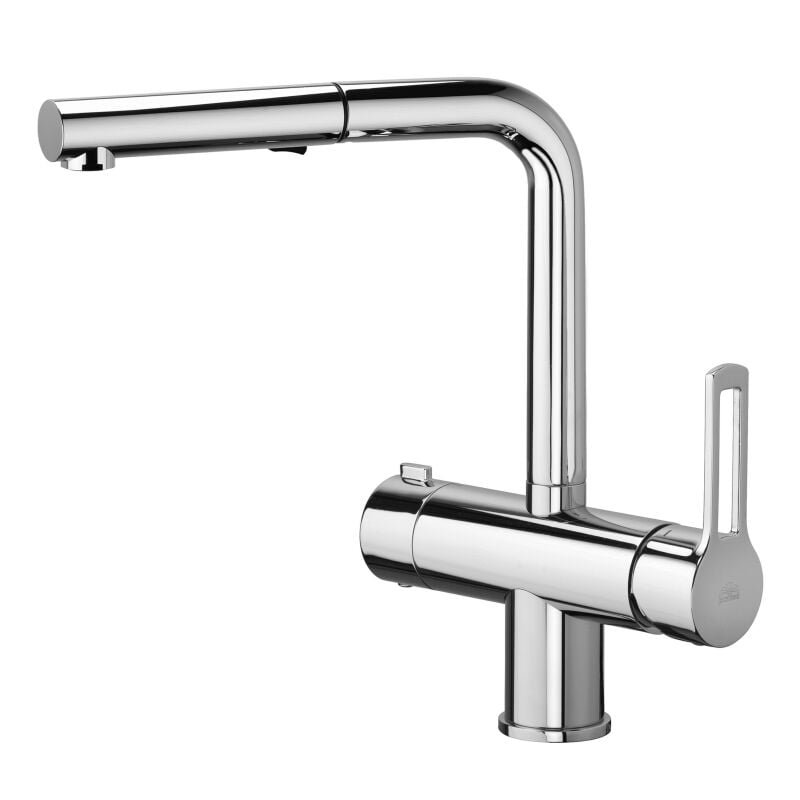 Paffoni - Série Ringo Mitigeur d'évier avec douchette extractible RIN295CR-MET Chromé - Laiton