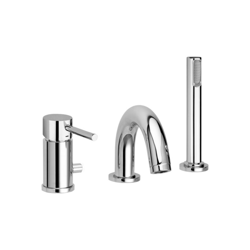 Mitigeur bain-douche avec 'débit augmenté' Acier regardant Paffoni Stick série SK048ST Laiton - Steel looking