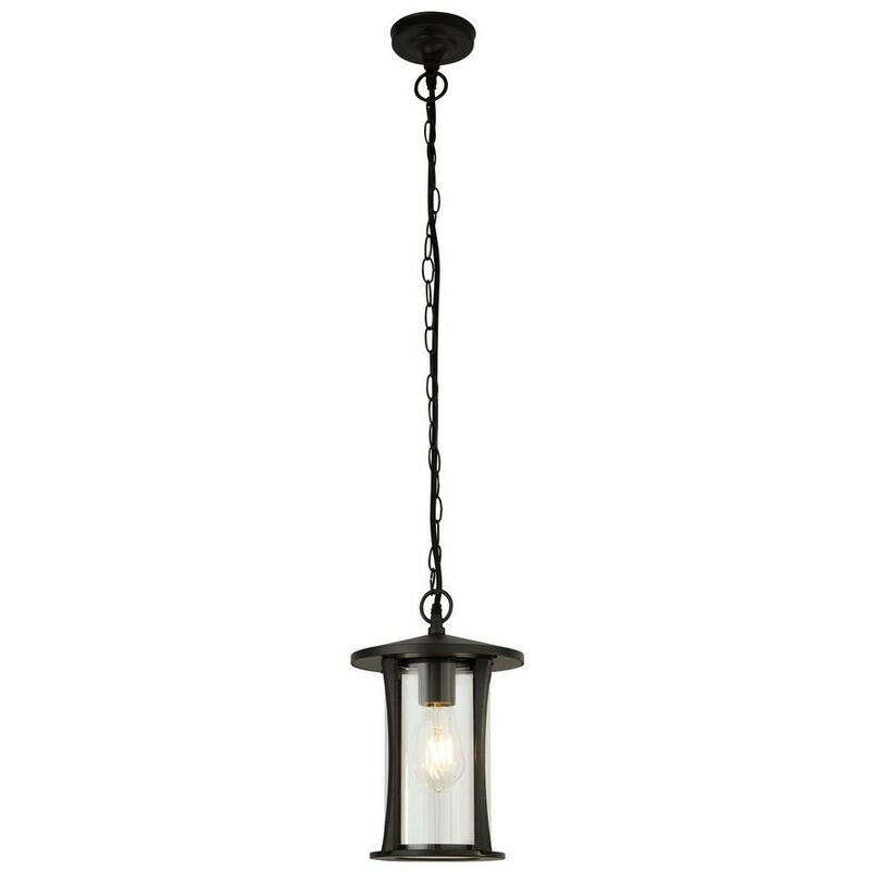 Searchlight Lighting - Searchlight Pagoda 1 Light Outdoor Pendant - Black With Clear Glass
