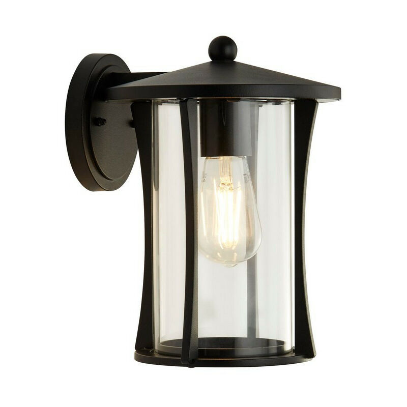 Pagoda 1 Light Outdoor Wall Porch Light - Black With Clear Glass - Searchlight