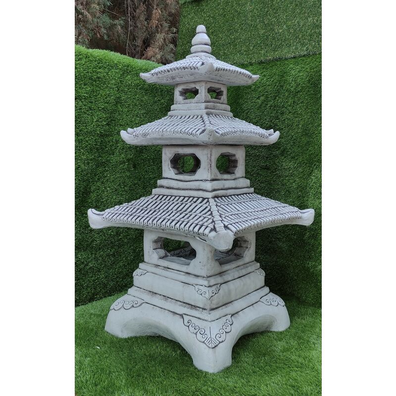 

Anaparra - Pagoda farol oriental de hormigón-piedra 50x50x93cm. 3 Alturas
