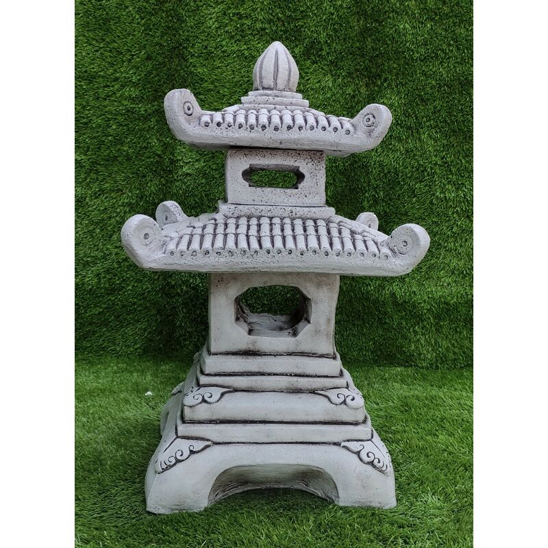

Anaparra - Pagoda farol oriental de hormigón-piedra 69cm. 2 Alturas