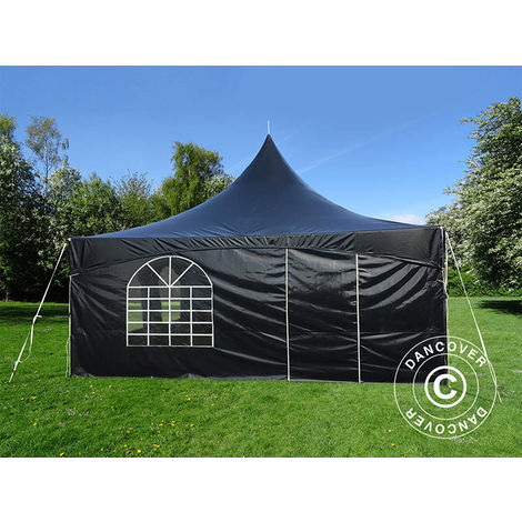 Pagoda Marquee Party tent Pavilion PartyZone 5x5 m, PVC, Black - Black