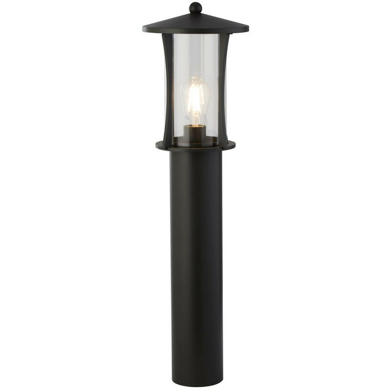 Searchlight Pagoda 1 Light Outdoor Post (730mm Height) - Black With Clear Glass