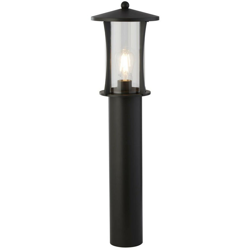 Pagoda 1 Light Outdoor Post (730mm Height) - Black With Clear Glass - Searchlight