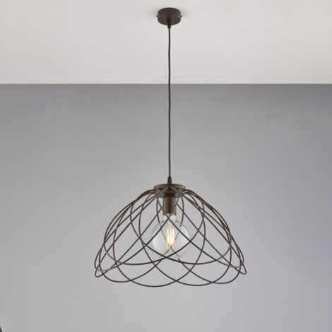 Pagode - Schwarz lackierter Eisenkronleuchter mit Rosteffektdekoration mit verstellbarem Elektrokabel 1 Licht 132 - Ø45 - BL298-S1-RG