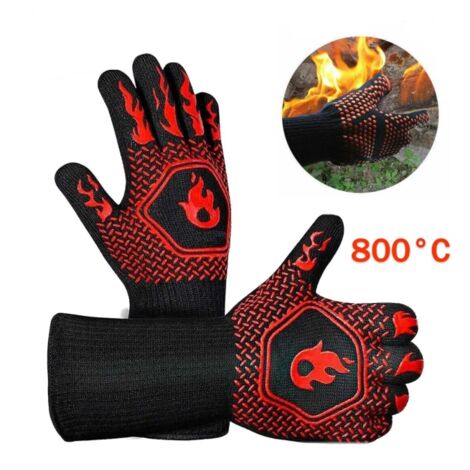paia di guanti da barbecue, resistenti al calore fino a 800 °C, guanti protettivi, guanti da forno - resistenti al calore