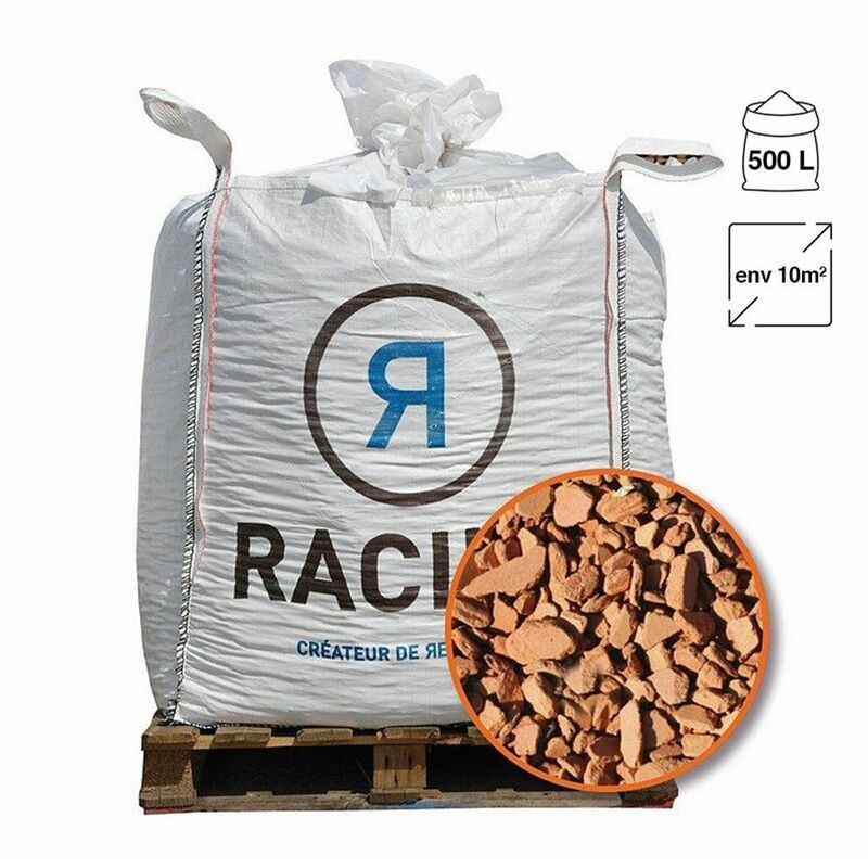 Racine - Paillage minéral décoratif en brique pilée 10/25 big bag 500 litres pour 10m2