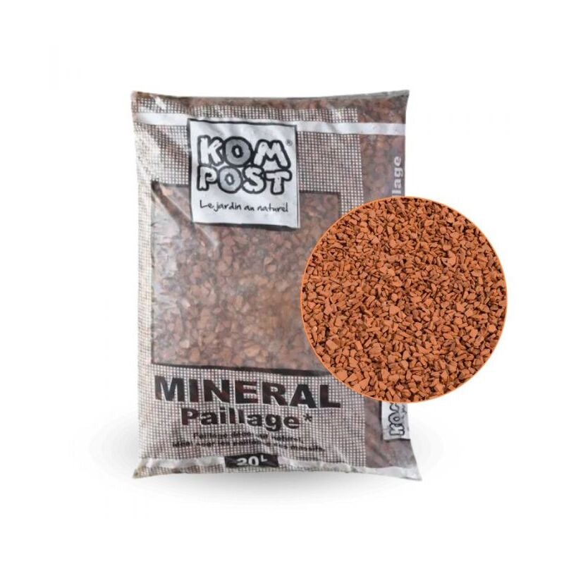 Paillage minéral décoratif en brique pilée 10/25mm, sac de 20 litres - KOM36