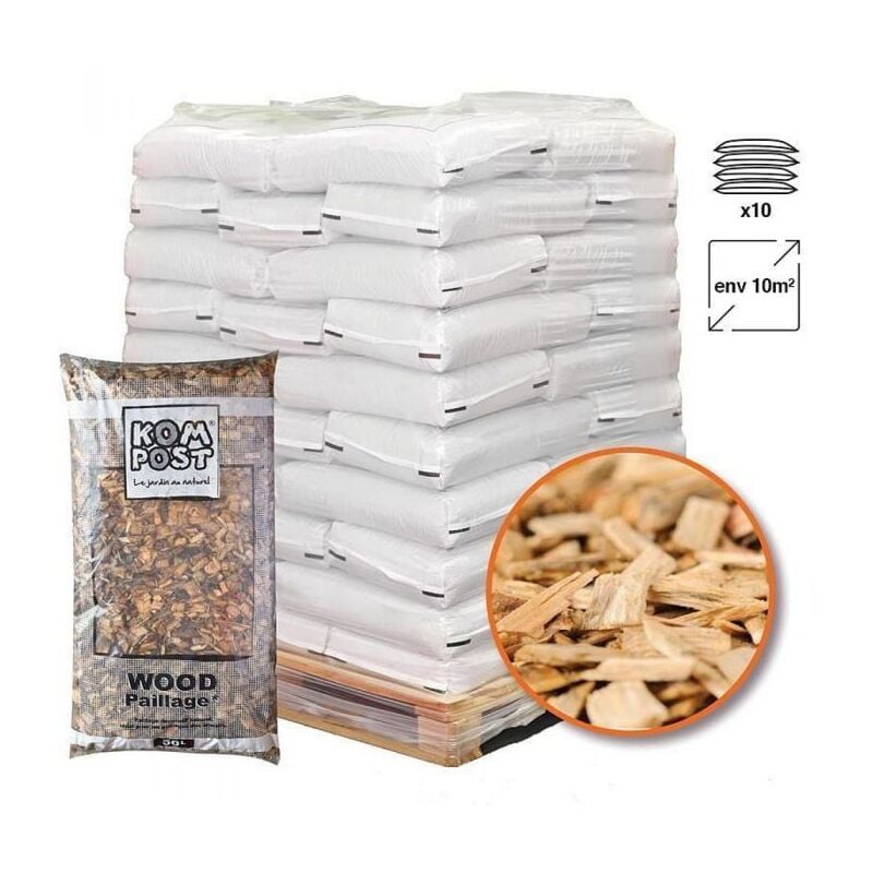 Racine - Paillage mulch végétal plaquette forestière palette de 10 sacs de 50 l - KOM24-10x50
