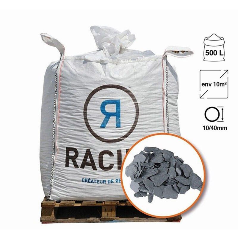 Racine - Paillage naturel ardoise grise Big bag 500 litres pour 10m2 10-40 mm