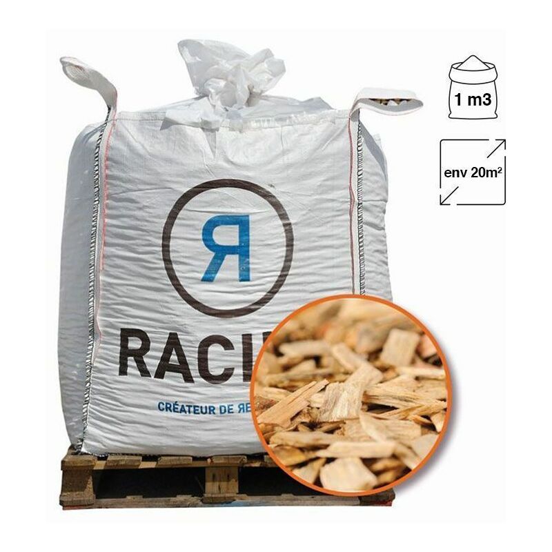 Racine - Paillage naturel copeaux de bois big bag 1 m3 pour 20m2