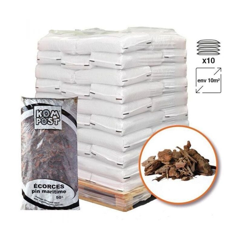 Paillage végétal biodégradable écorces de pin maritime 10 sacs 50 l pour 10m2