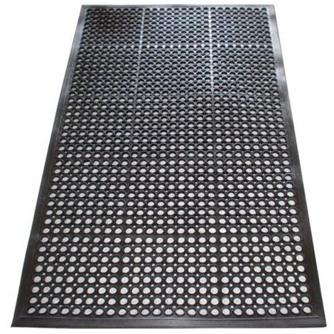 Paillasson anneaux ouverts noir caoutchouc L1500xl900xS12mm