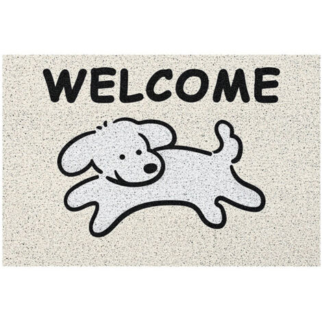 Paillasson Anti-Dérapant Motif Chien Cartoon 40x60cm, Tapis d'Entrée Décoratif pour Intérieur/Extérieur, Couleur Beige