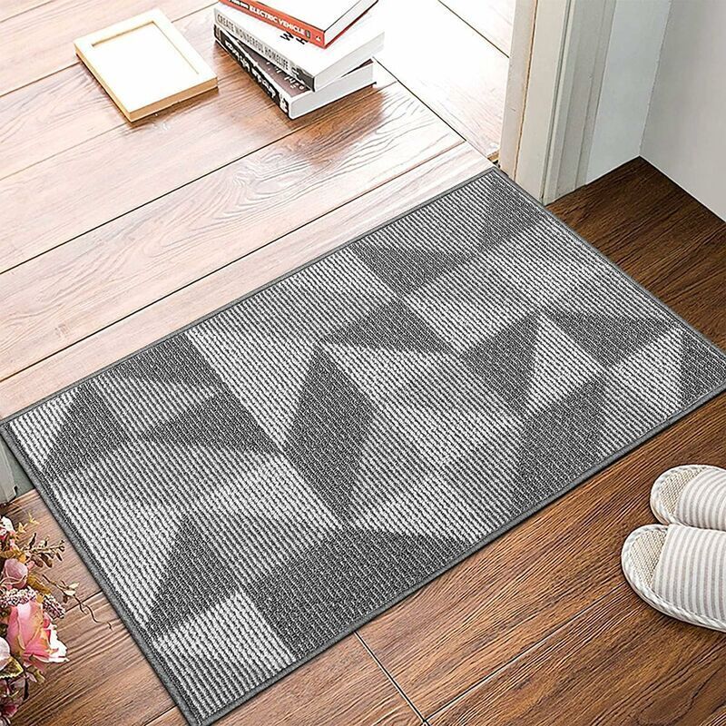 Paillasson Antidérapant Intérieur 60x90 cm Tapis de Porte Doux Lavable en Machine Absorbant et Résistant Paillasson Gris Exterieur pour Entrée,