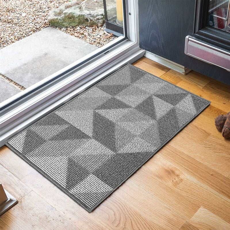 Paillasson Antidérapant Intérieur 60x90 cm Tapis de Porte Doux Lavable en Machine Absorbant et Résistant Paillasson Gris Exterieur pour Entrée,