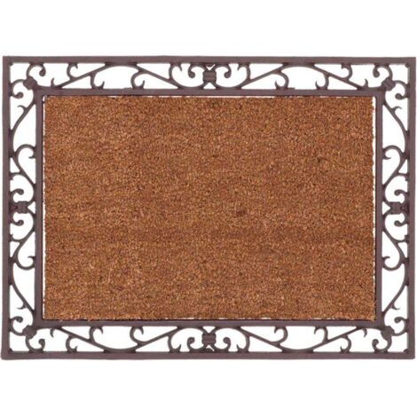 Paillasson antique en coco et fonte – Dimensions 74,5 x 55,3 cm – Épaisseur 2,3 cm – Doublure caoutchouc antidérapant – Best For Boots