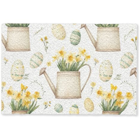 PAILLASSON Arrosoir - Fleurs - Oeufs 60x40 cm