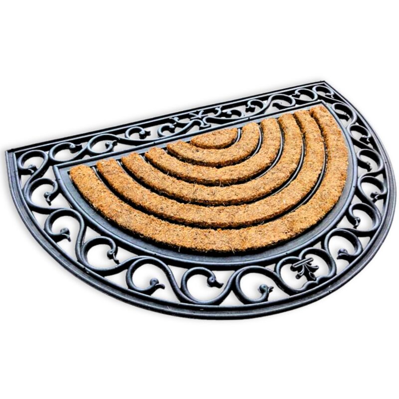 Paillasson Demi-Lune en Coco Antidérapant 75x45 cm pour Porte d'Entrée