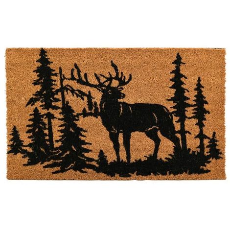 AUBRY GASPARD Paillasson coco intérieur extérieur 75 x 45 cm Cerfs en forêt