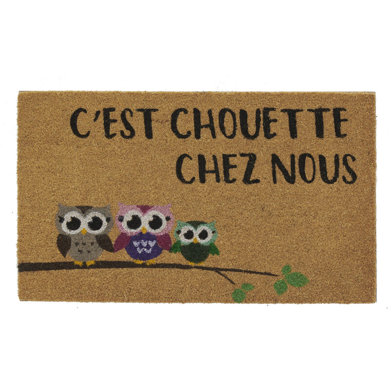 Paillasson coco intérieur extérieur 75 x 45 cm C'est chouette chez nous