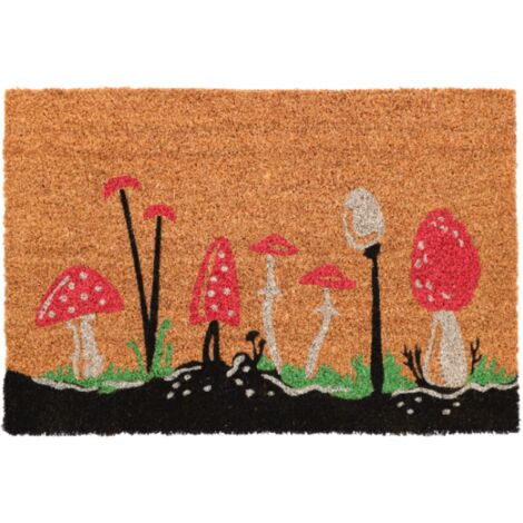 Paillasson coco motif champignons 60cm
