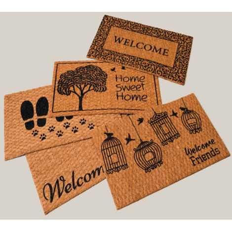 Paillasson coco tressé Panama – Résistant et décoratif – Dimensions 40 x 70 cm – Pour entrée de maison – Asturdintex