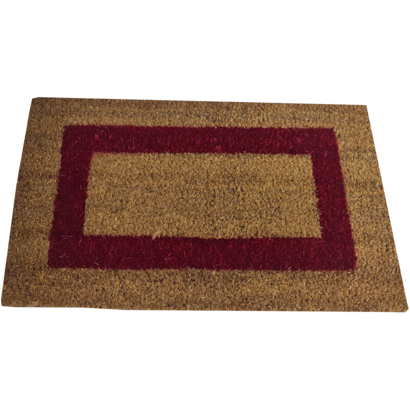 Comercial Candela - Paillasson 100% Fibre Coco Base Antidérapante Frontière Rouge 40X60CM