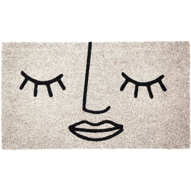 Paillasson déco en fibres de coco 70 x 40 cm Visage