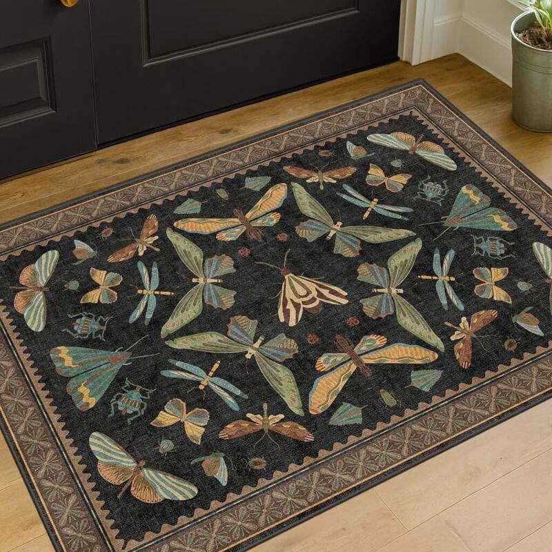 Paillasson de style bohème, lavable, antidérapant, 40x60 cm, idéal pour les cuisines, entrées et les salles de bain grâce son pouvoir absorbant