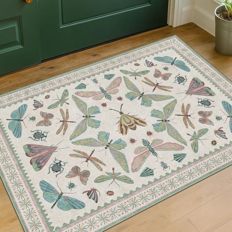 Paillasson de style bohème, lavable, antidérapant, 40x60 cm, idéal pour les cuisines, entrées et les salles de bain grâce son pouvoir absorbant