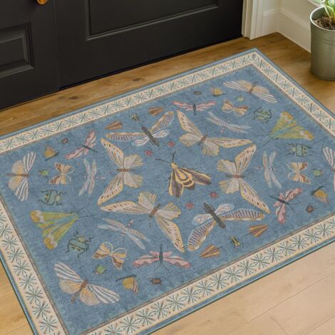 Paillasson de style bohème, lavable, antidérapant, 50x80 cm, idéal pour les cuisines, entrées et les salles de bain grâce son pouvoir absorbant