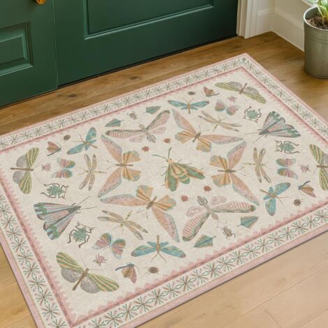 Paillasson de style bohème, lavable, antidérapant, 60x90 cm, idéal pour les cuisines, entrées et les salles de bain grâce son pouvoir absorbant