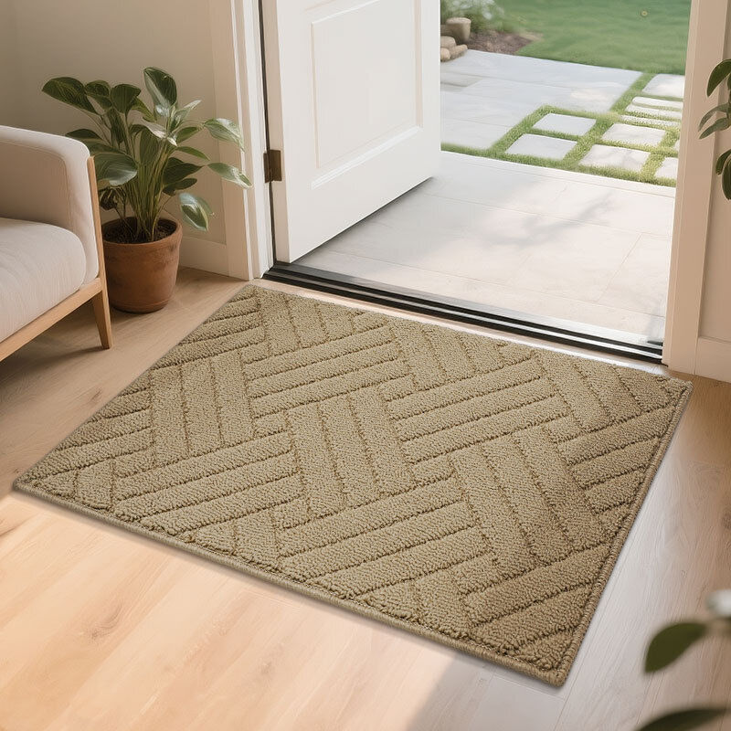 Paillasson d'entrée, marron, 50 x 80 cm, 1 pièce Tapis anti-poussière d'intérieur Usage domestique Hall d'entrée Paillasson carré Tapis antidérapant