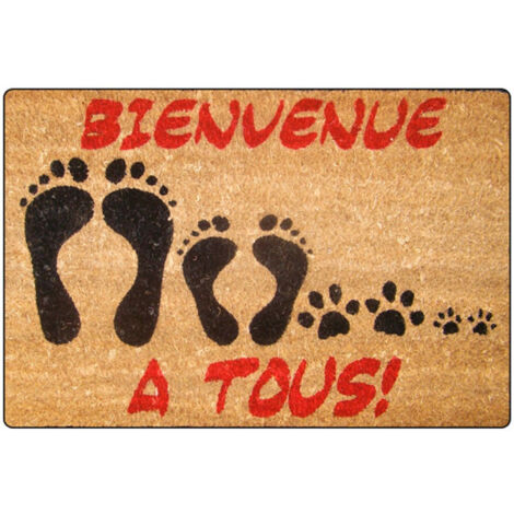 Paillasson en Coco "Bienvenue à Tous" 40x60cm Naturel