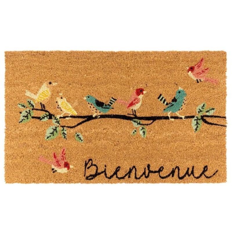 Paillasson coco intérieur extérieur 75 x 45 cm Bienvenue oiseaux