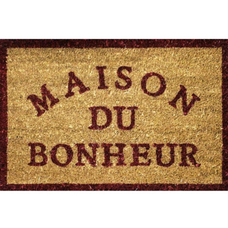 Paillasson en Coco "Maison Bonheur" 40x60cm Naturel