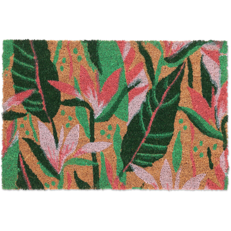 Paillasson en fibres de coco, antidérapant, résistant aux intempéries, 40x60 cm, intérieur/extérieur, coloré - Relaxdays