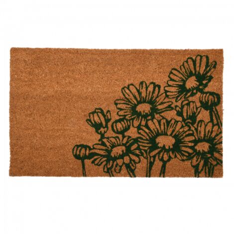 Paillasson en fibres de coco - L 45 x l 75 cm - Floral - Livraison gratuite