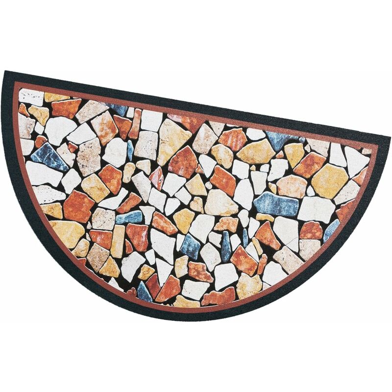 Emmevi Mv S.p.a. - Paillasson en Gomme Durable 40x70 cm Antidérapant Interne Externe Moderne Demilune - Des.MB