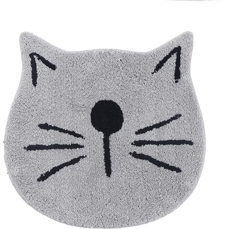 Paillasson en microfibre Creative Cartoon chat visage Fug doux tapis de bain moelleux, tapis antidérapant salle de bain maison salon tapis, tapis de chambre lavable en machine, lavable en machine gris 61 x 61 cm