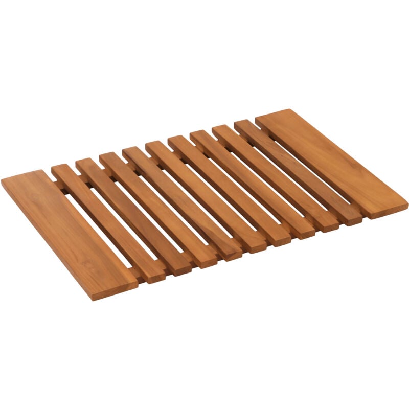 Paillasson en teck HHG 793, tapis de douche Tapis de bain, teck de qualité B-Grade (bois de cœur, 20-30 ans), 4x60x40cm
