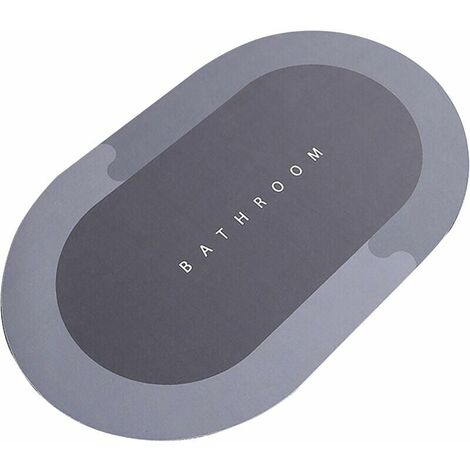 Paillasson et tapis d'entr��e Tapis de bain 16 x 24 pouces tapis de sol doux ovale diatom��e boue antid��rapant s��chage rapide absorbant l'eau tapis de douche lavable en machine tapis de salle de bain - Gris - Type 1