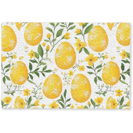PAILLASSON Fleurs - Oeufs de Pâques - Jaune 60x40 cm