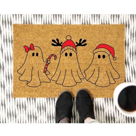 Paillasson Halloween 60x90 cm Motif Fantômes Citrouilles Décoration Porte Entrée Automne