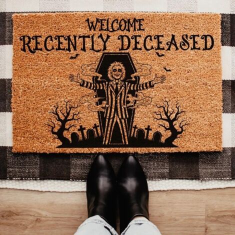 Paillasson Halloween Effrayant Original Famille Addams 60x90cm Tapis Bienvenue Déco Porte Entrée Extérieur Antidérapant